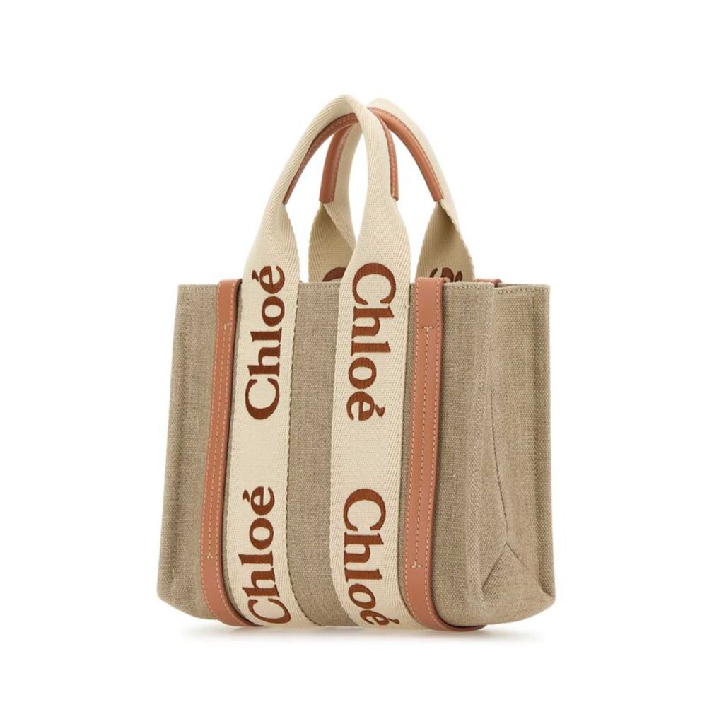 Chloe Women Multicolor Linen Small Woody Shopping Bag - Picture 2 of 2